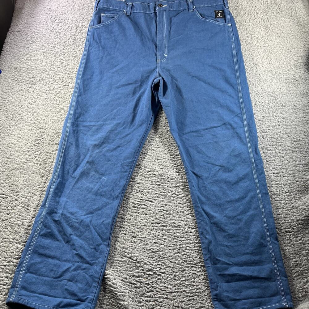 L.C King Pointer Brand Work Pants Mens 40x32 FITS 40x34 Blue USA MADE Carpenter